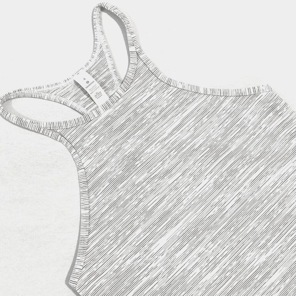 ~ Lululemon 4 Tank, Love / Jersey Training Tank** Gray White High-Neck Racerback